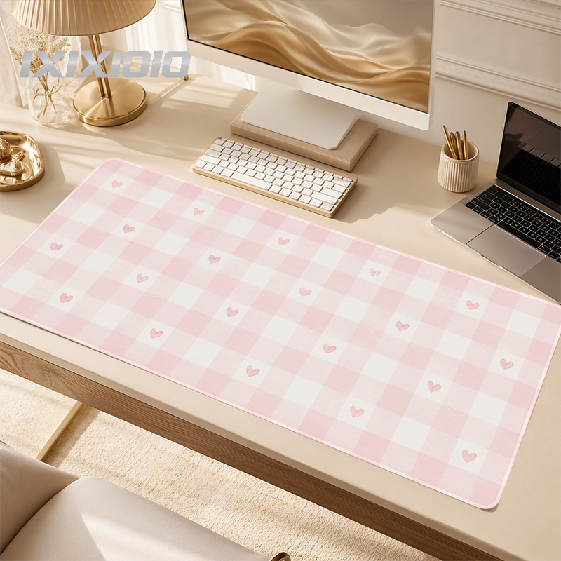 Keyboard Mouse Bundle Gaming - Pink Plaid Mouse Pad Gamer XL