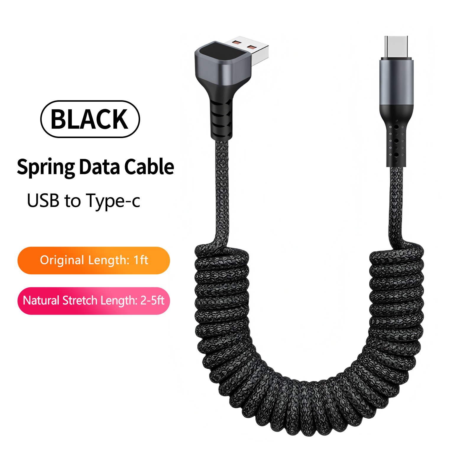 Coiled Usb Cable - 90 Degree Coiled USB-A to USB
