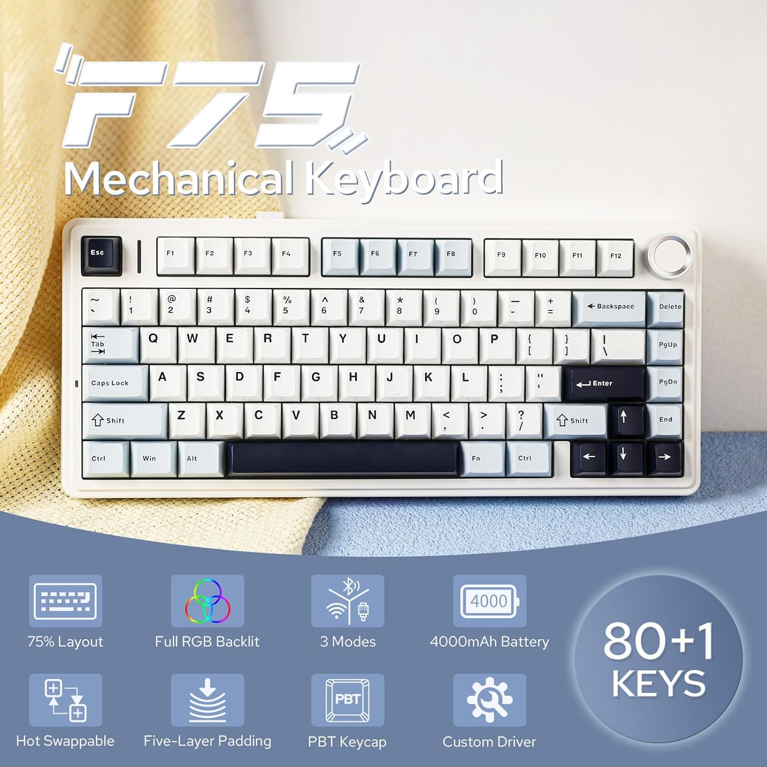 Aula F75 Mechanical Keyboard 7 - огляд і ціна Gaming Keyboard Hot Swappable