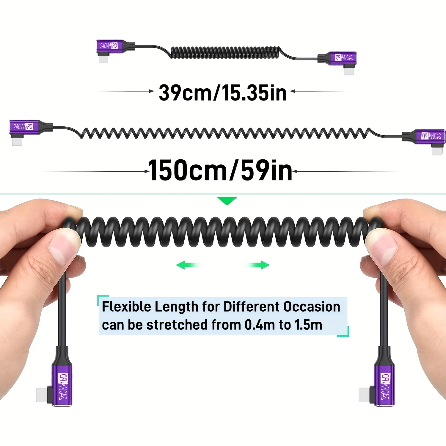 240W PD Coiled Spring Type-C C - огляд і ціна Coiled Usb Cable