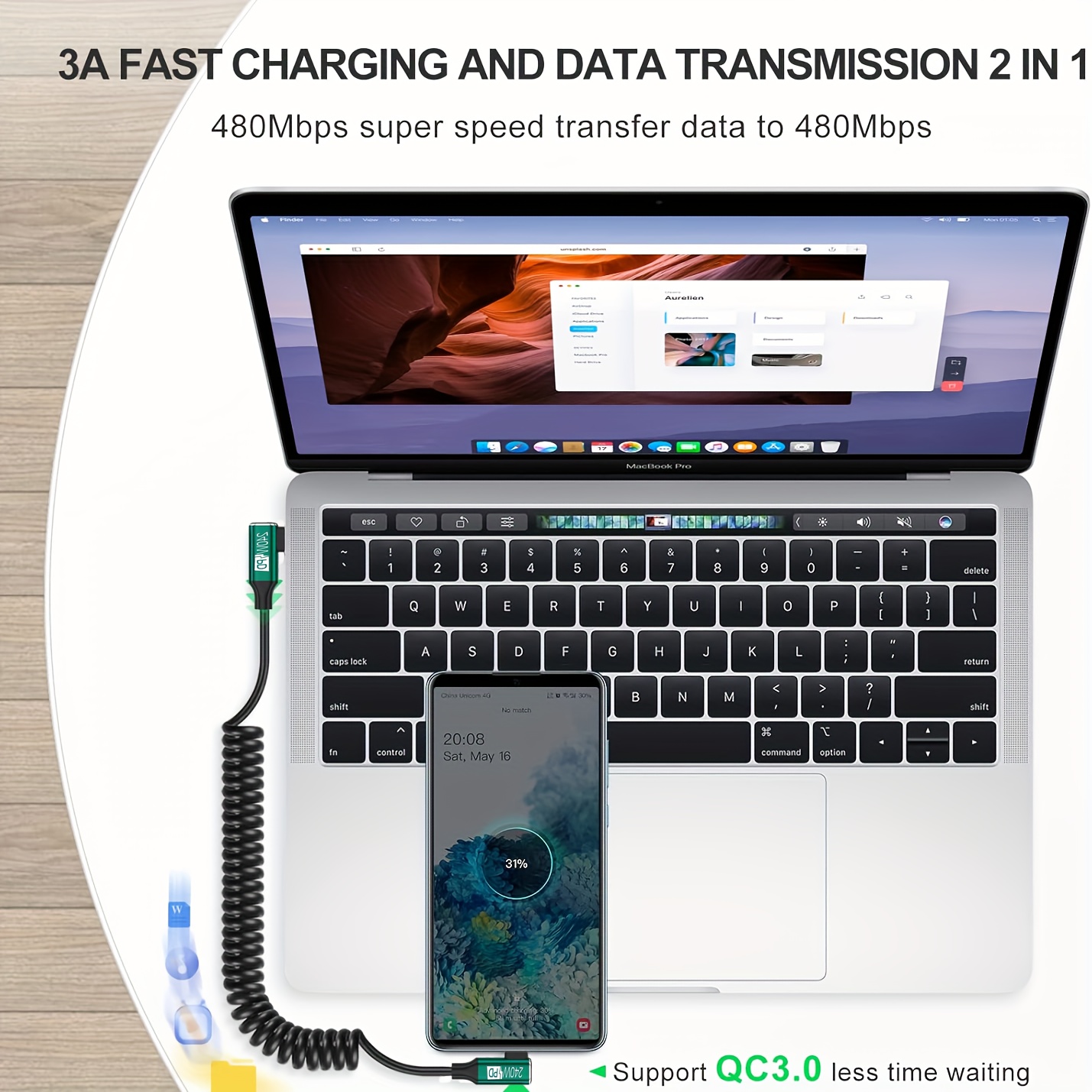 USB-C to USB-C Coiled Cable wi - огляд і ціна Coiled Usb Cable