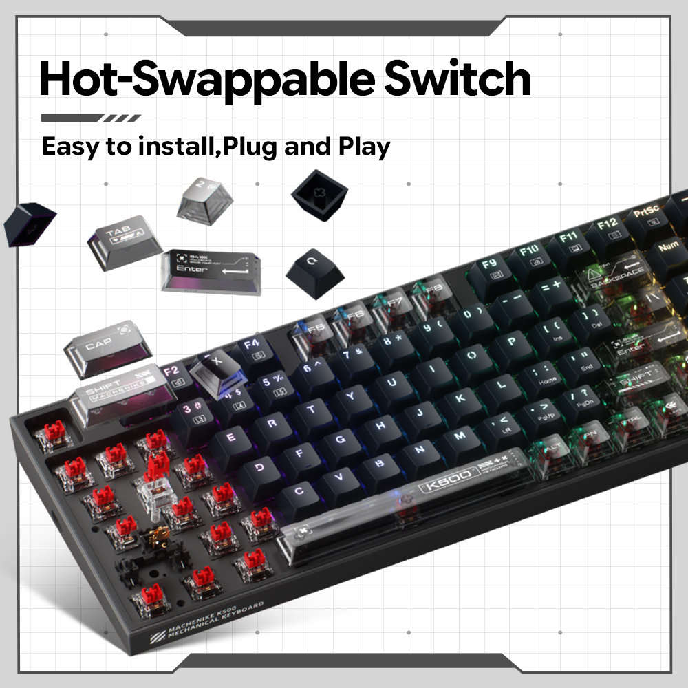 Machenike K500-B94 V2 Wired Me - огляд і ціна Gaming Keyboard Hot Swappable