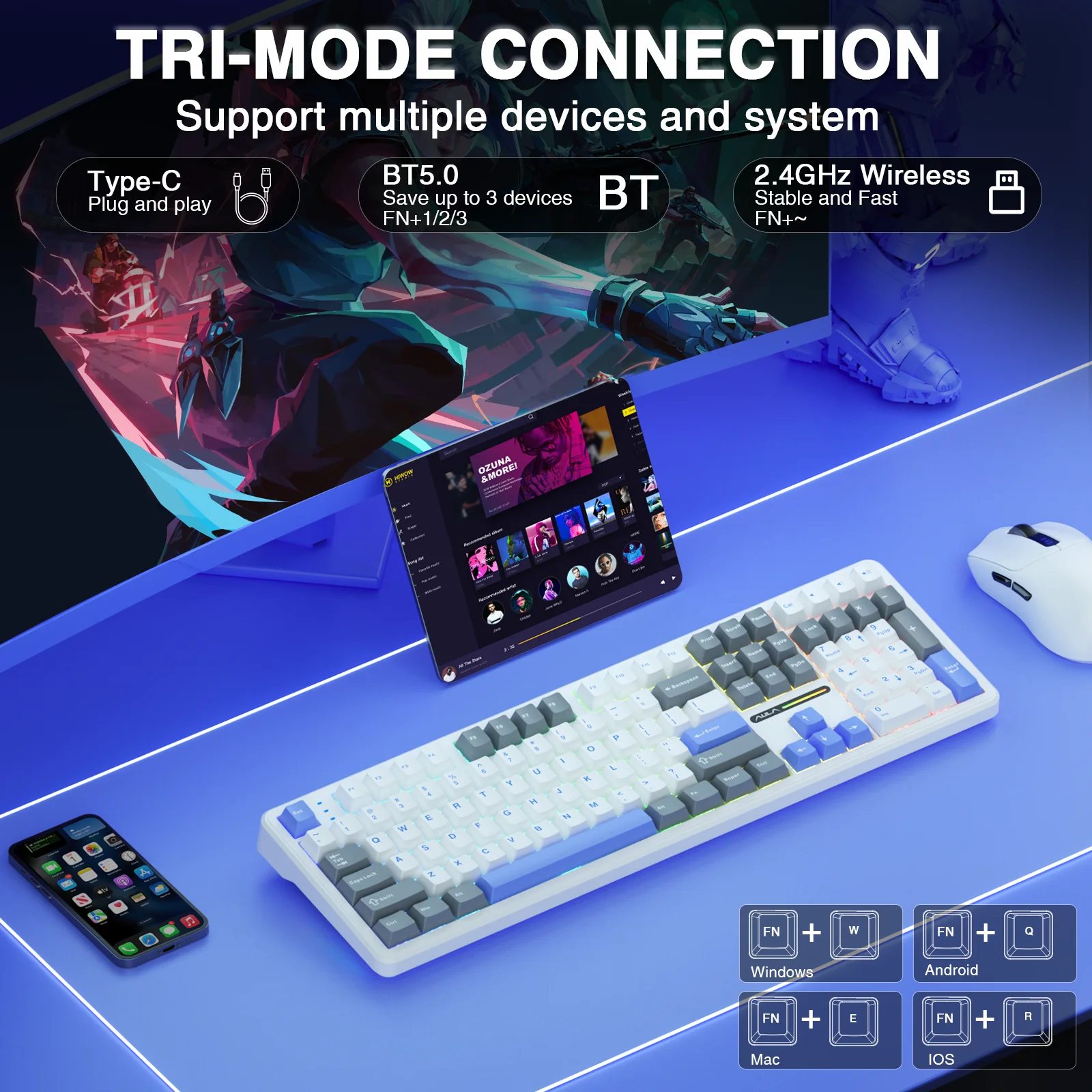 AULA F108 Wireless Keyboard Lo - огляд і ціна Gaming Keyboard No Noise